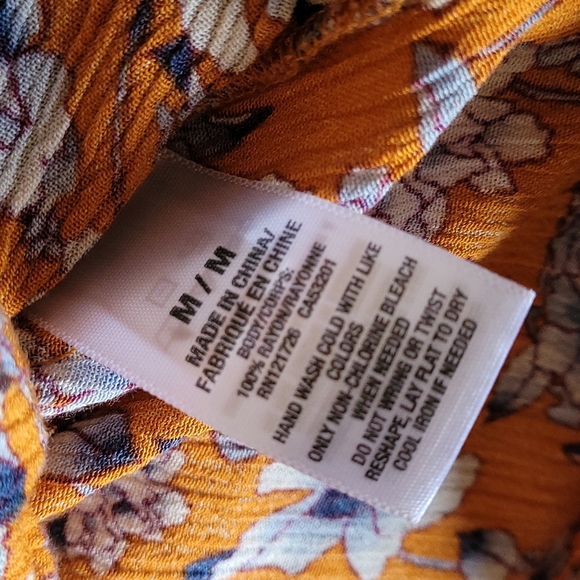 Aeropastle Mustard Yellow Floral Bohemian Hippie Long Sleeve Romper Medium - Picture 10 of 11